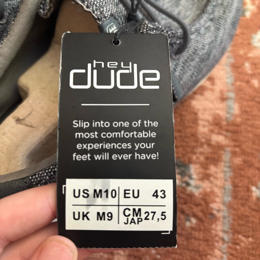 NWT NO BOX Hey Dude Wally Ascend Wove Color Abyss Grey Men’s Size 10 Slip On - Picture 6 of 6